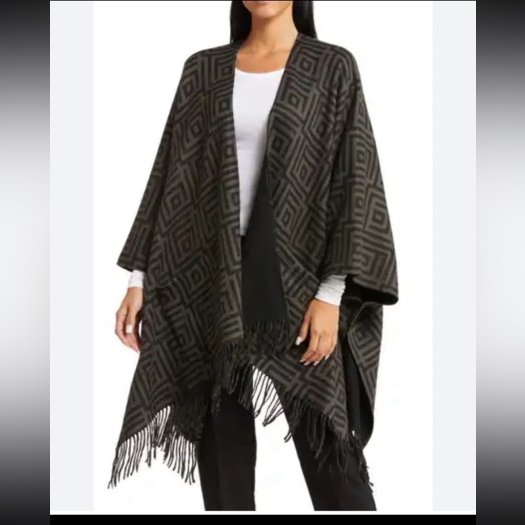 Acne Studios Cashmere Reversable Poncho In Grey Melange New One Size